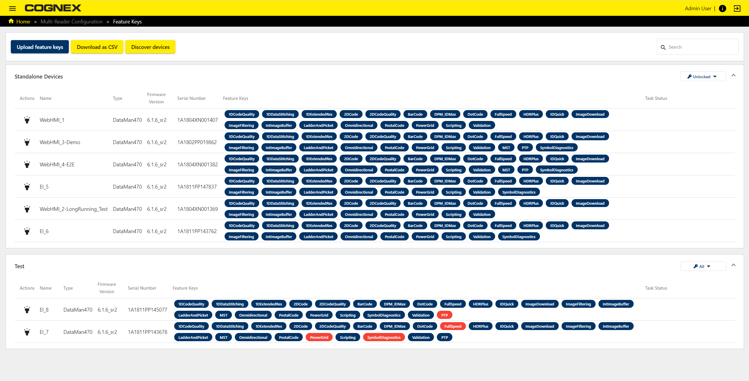 This is the opening screen of Feature Keys.